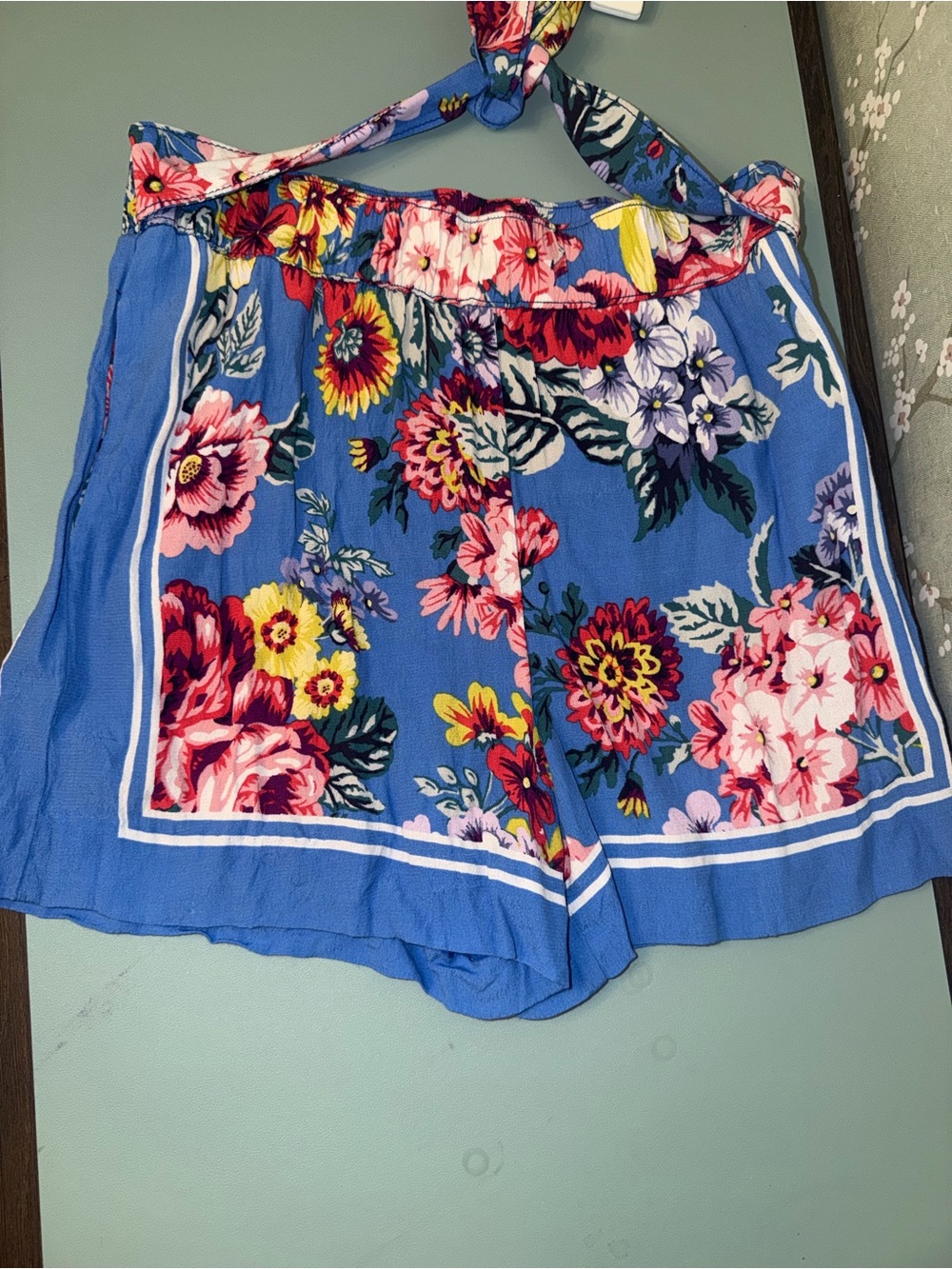 Anthropologie Maeve Blue Floral Border Shorts